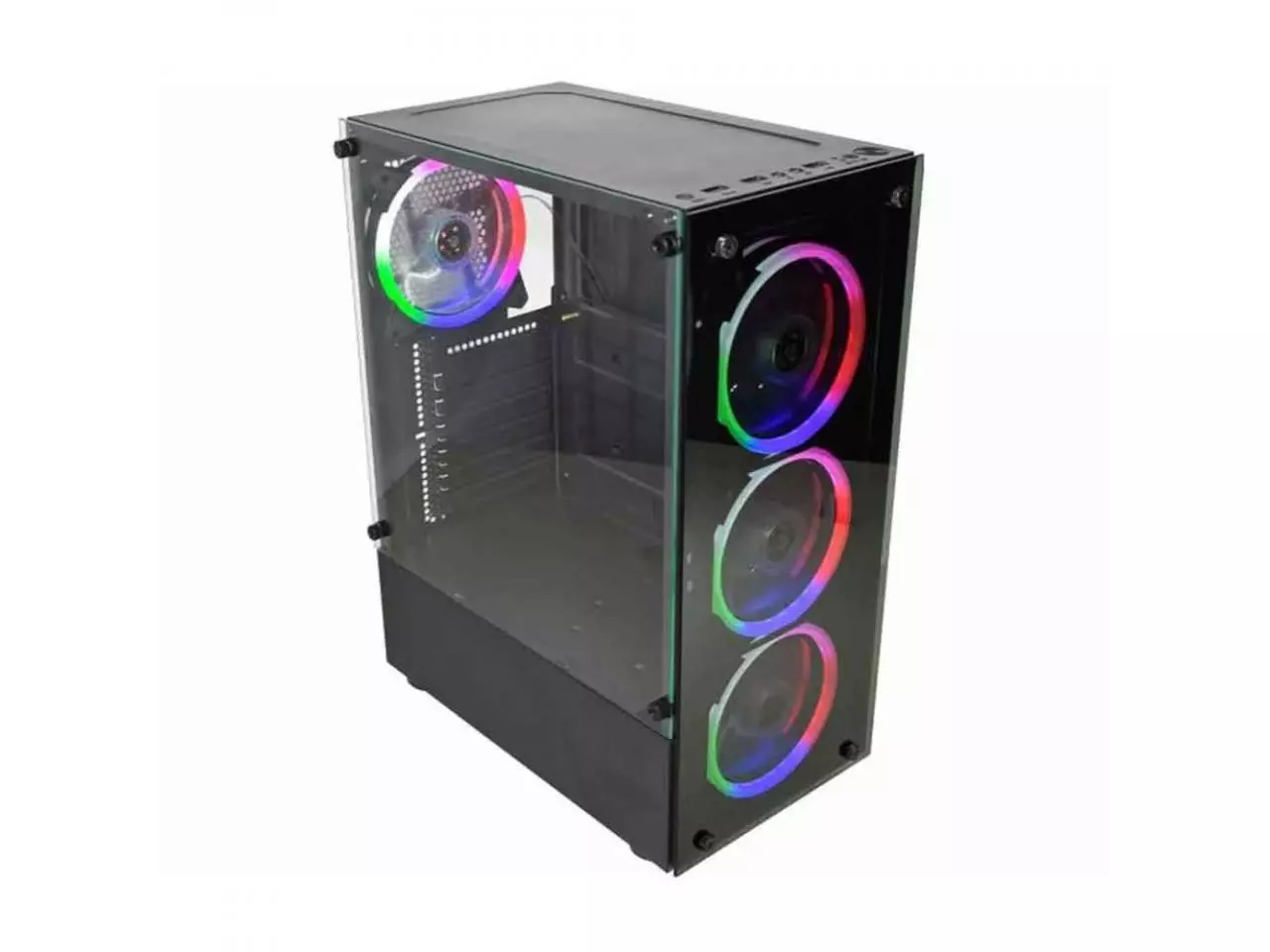 Gabinete K-Mex Elite Multicolor CG10W5, 3 fans, Lateral em Vidro, Mid Tower Preto