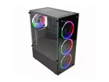 Gabinete K-Mex Elite Multicolor CG10W5, 3 fans, Lateral em Vidro, Mid Tower Preto