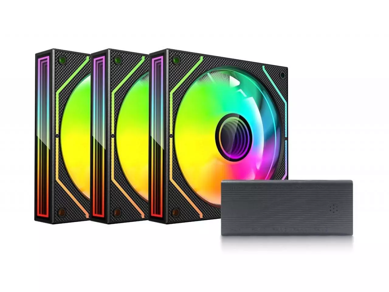 Kit Fan Cooler C3Tech F9-L660BKRGB 120mm LED aRGB c/ 3 Fans (6 Pinos) + Controladora + Controle Remoto