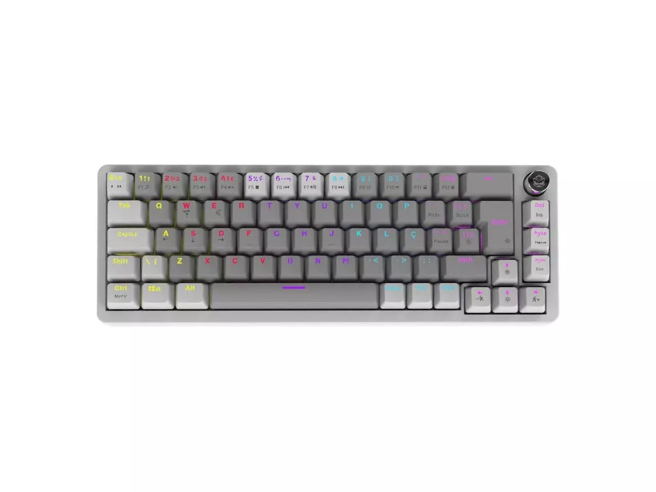 Teclado Mecânico Gamer PCYES Mecka White Ghost 65% Switch Red, ABNT2, USB