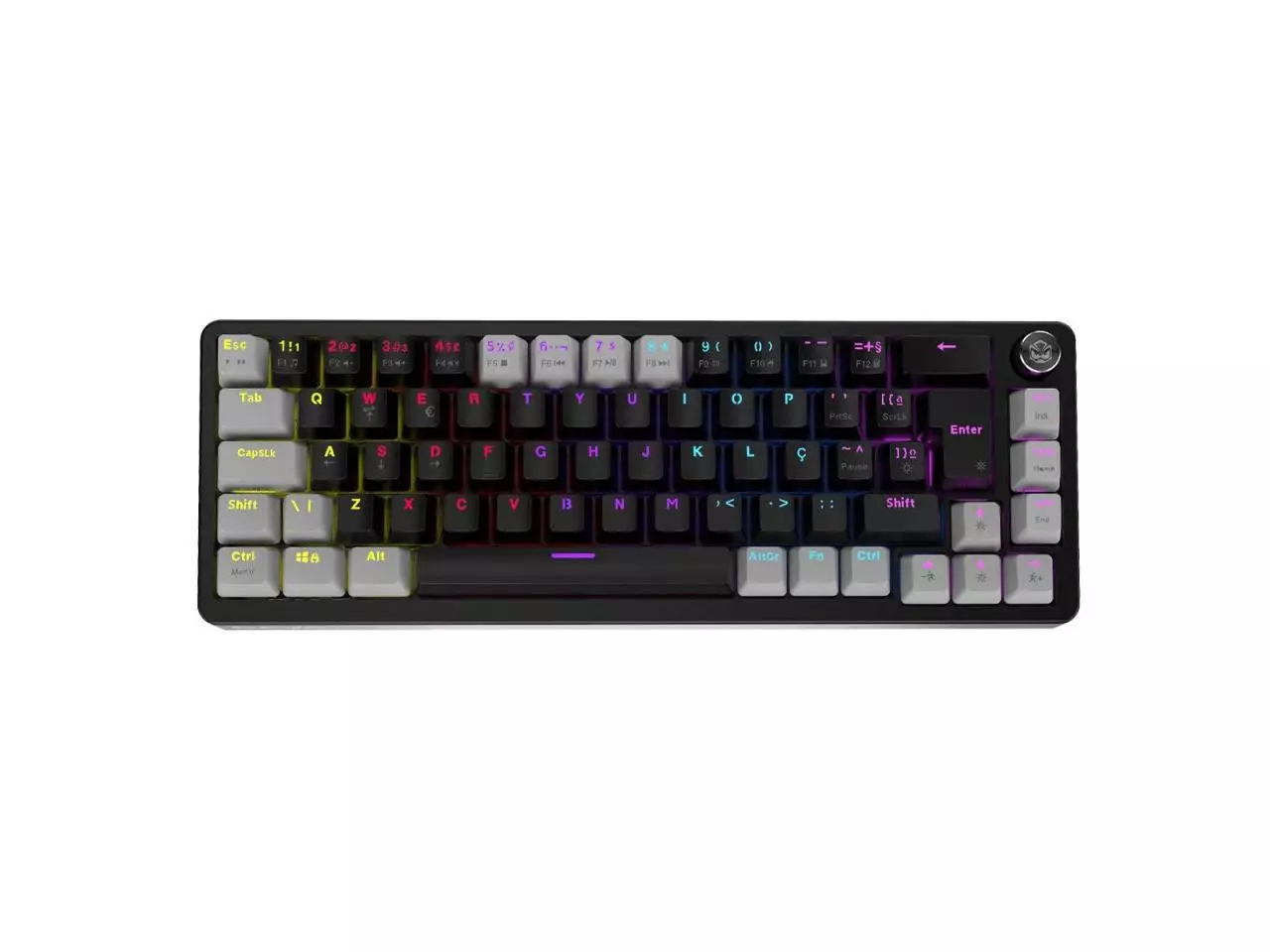 Teclado Mecânico Gamer PCYES Mecka Black Vulcan 65% Switch Blue, ABNT2, USB