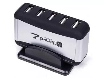 HUB KNUP HB-T68 (7 portas USB 2.0) c/ Fonte Preto