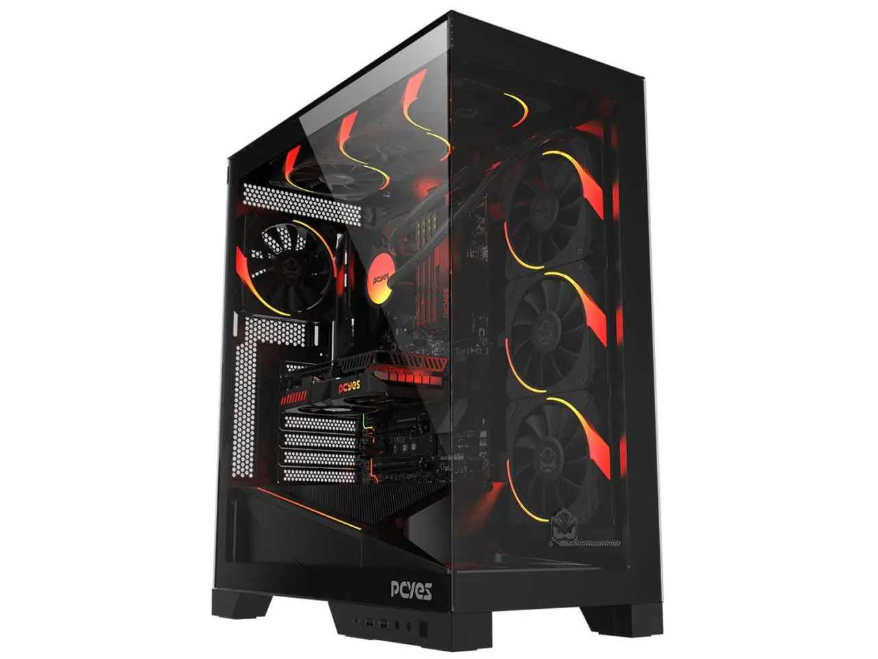 Gabinete PCYES Forcefield Flow Black Vulcan, Mid Tower, Frente e Lateral em Vidro Temperado, Preto - GFFFBV