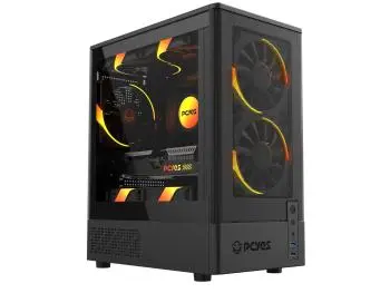 Gabinete PCYES Kauri Black Vulcan, Frente e Lateral em Vidro Temperado - Preto