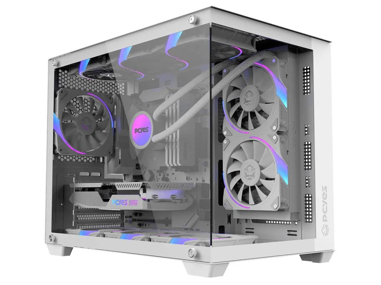 Gabinete PCYES Forcefield V2 White Ghost, Mid Tower, Frente e Lateral em Vidro Temperado, Branco - GFFV2WG