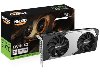 Placa de Vídeo INNO3D GeForce RTX 5070 Twin X2 12GB GDDR7 – PCIe 5.0 - N50702-12D7-195064N