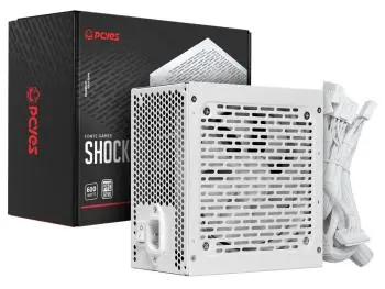 Fonte PCYES 600W Shocker White Ghost, PFC Ativo, ATX12V v2.x, 80PLUS White, Branca