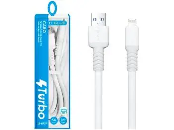 Cabo USB x Lightning para iPhone, 1 metro, Carregador Turbo (5A), Ultra Grosso, Branco - IT-BLUE