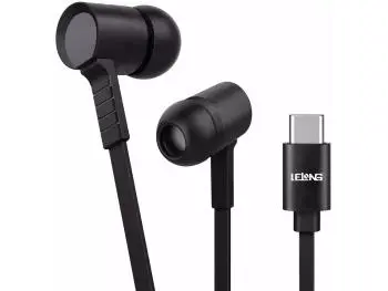 Fone de Ouvido LeLong Intra-Auricular Com Fio USB-C, Microfone, Preto - LE-0201C