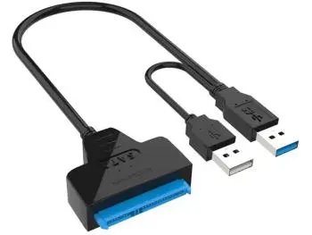 Cabo Adaptador Conversor 2 x USB 3.0 para SATA 2.5"/3.5" (SSD e HD) - FY-774