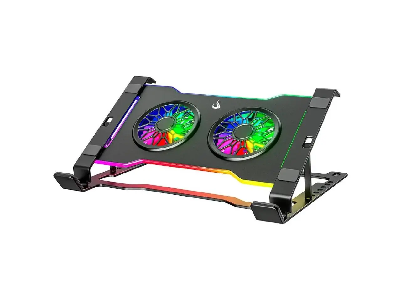 Base Cooler Rise Mode Para Notebook Até 17", Galaxy Gray X7, 2 Coolers Fan LED, USB/USB-C - RM-CNC-07-RGB