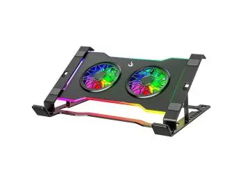Base Cooler Rise Mode Para Notebook Até 17", Galaxy Gray X7, 2 Coolers Fan LED, USB/USB-C - RM-CNC-07-RGB