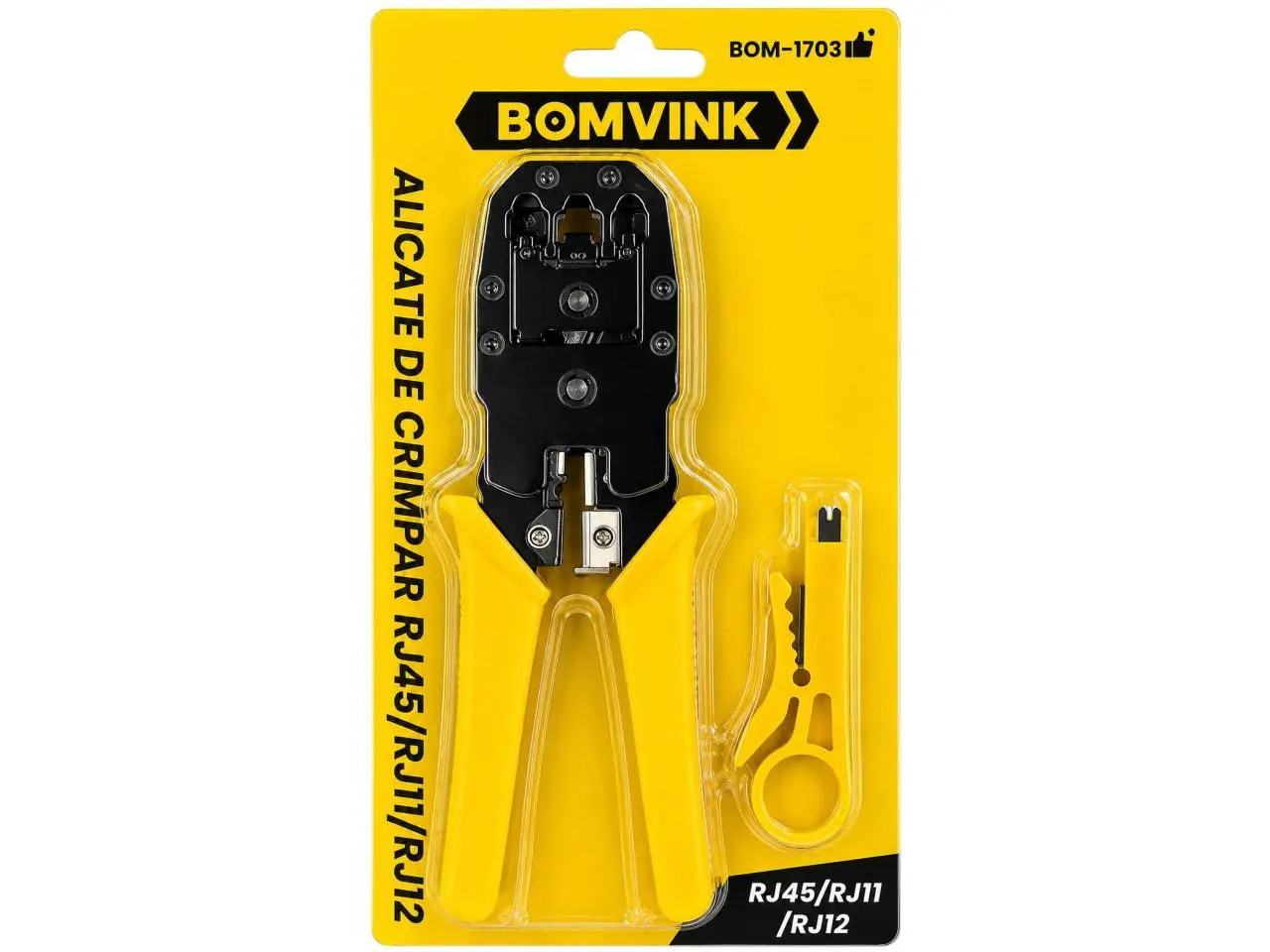 Alicate de Crimpar RJ11 / RJ12 / RJ45 com Decapador - BOMVINK