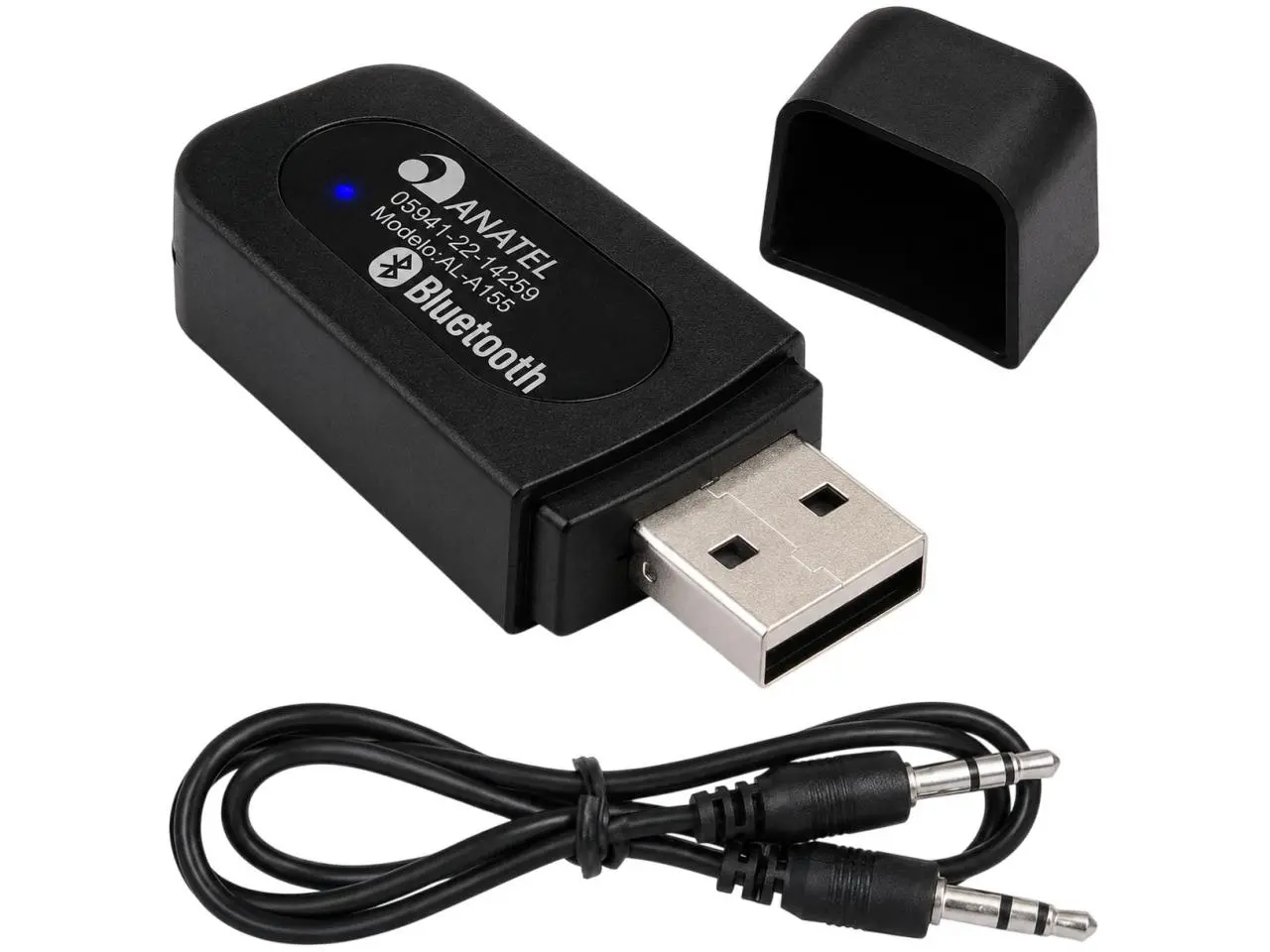 Adaptador Bluetooth - Receptor de Música com Cabo Auxiliar P2 (Automotivo e Residencial) - AL-A155