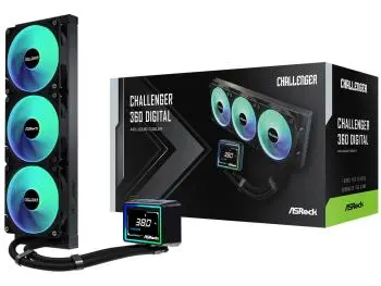 WaterCooler ASRock Challenger 360 Digital ARGB 360mm Intel/AMD, Visor de Led 3", Preto - 90-ACLA36-BAAGA6