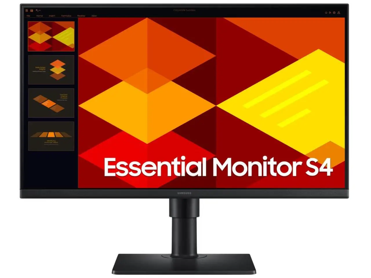 Monitor Samsung 24" Essential S4 Plano IPS FHD (1920x1080 / 100Hz / 5ms / 72% sRGB / Pivot / Hub USB) - LS24D400GALMZD