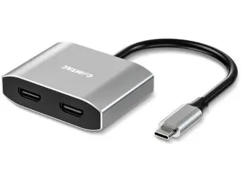 Adaptador Conversor USB-C (M) para 2x HDMI (F) 2.0 4K@60Hz Alumínio Prata - Comtac 20119483