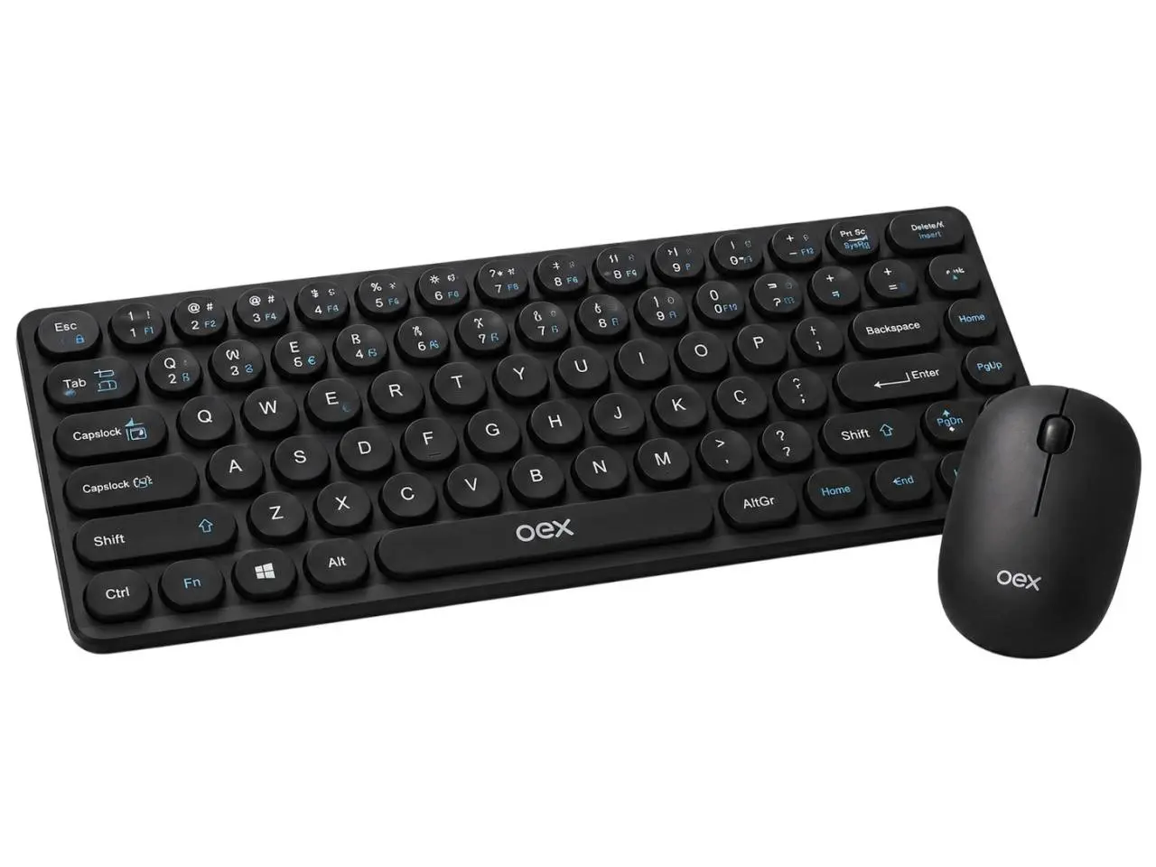 Kit Teclado e Mouse Wireless OEX Retrô TM-409 ABNT2 1200dpi Preto - 50.0090