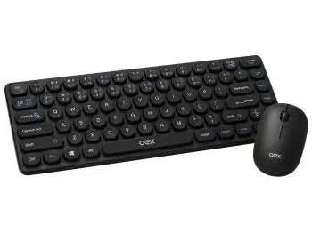 Kit Teclado e Mouse Wireless OEX Retrô TM-409 ABNT2 1200dpi Preto - 50.0090