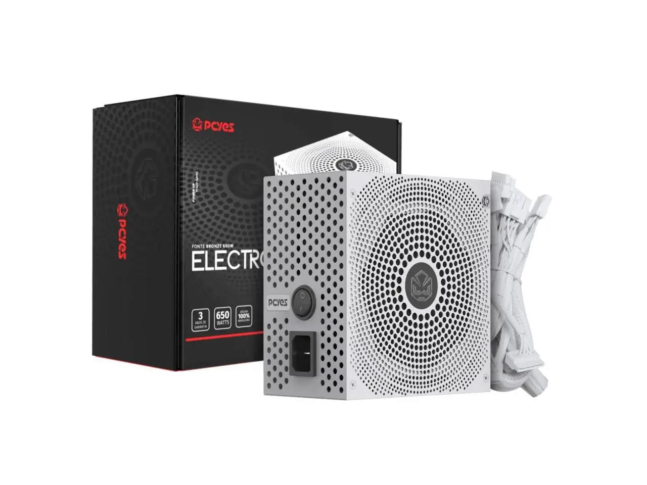 Fonte PCYES 650W Electro White Ghost V2 Series ATX12V v2.3 80PLUS Bronze