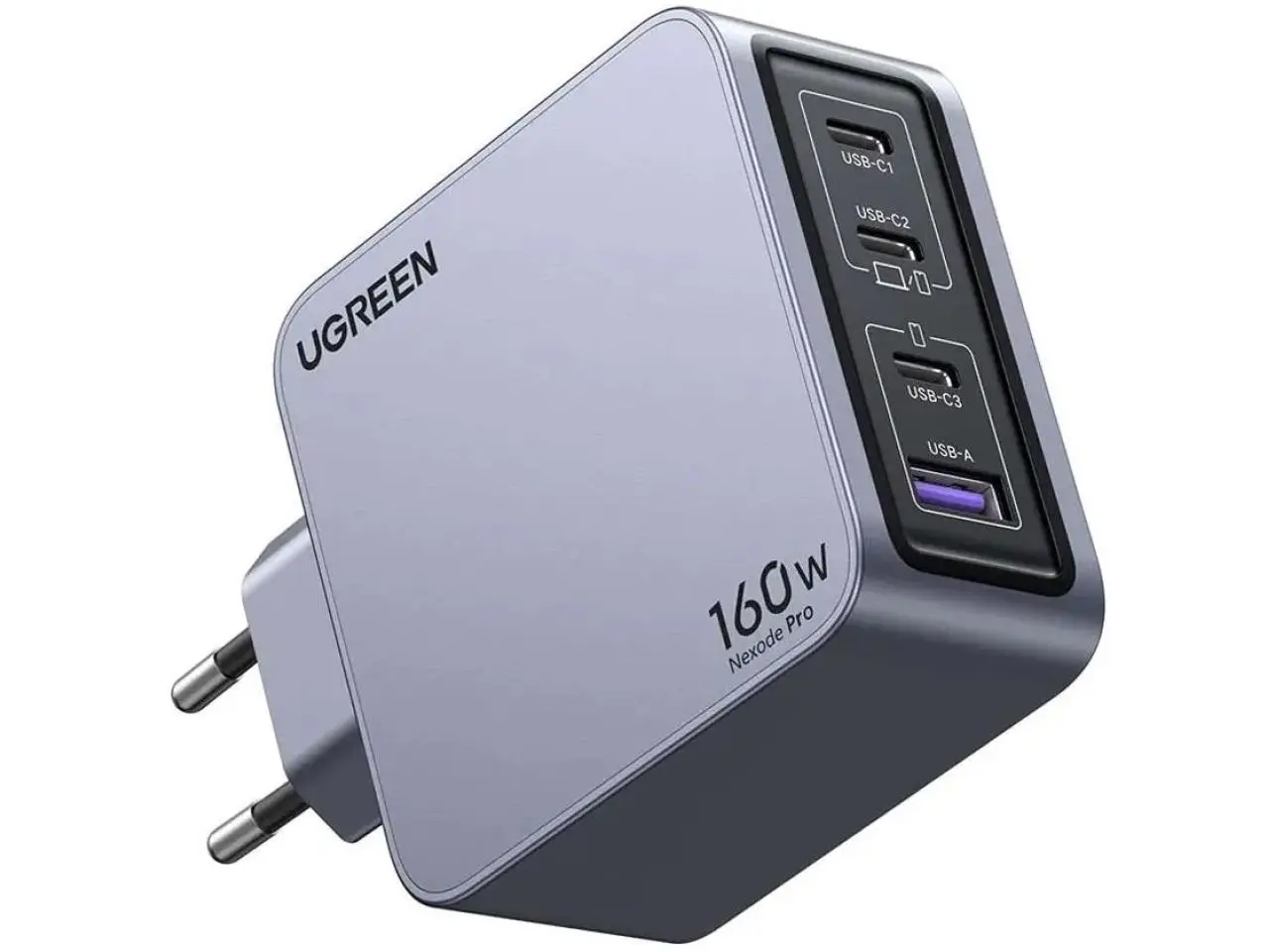 Carregador de Tomada Ugreen 160W, Carregamento Rápido, 3x USB-C + 1x USB-A Preto + Cabo USB-C 240W 1,5m - 25877
