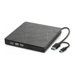 Leitor e Gravador de DVD Externo Slim Portátil AITEK Dual USB 3.0/ USB-C Preto - AGR-G3002