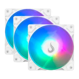 Kit com 3 Cooler Fans Rise Mode X White 120mm, ARGB, Controle via Botão do Gabinete, 1200RPM, Branco - RM-XLD-02-ARGB