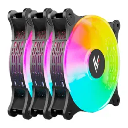 Kit com 3 Cooler Fans Hilevel Lite 120mm, ARGB, com Controladora e Controle Remoto, Sincronização ARGB 5V, 1200RPM, Preto - Lite Hi-Level