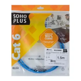PATCH CORD U/UTP FURUKAWA SOHOPLUS CAT6 CMX T568A/B 1.5M AZUL CLARO - 35123000