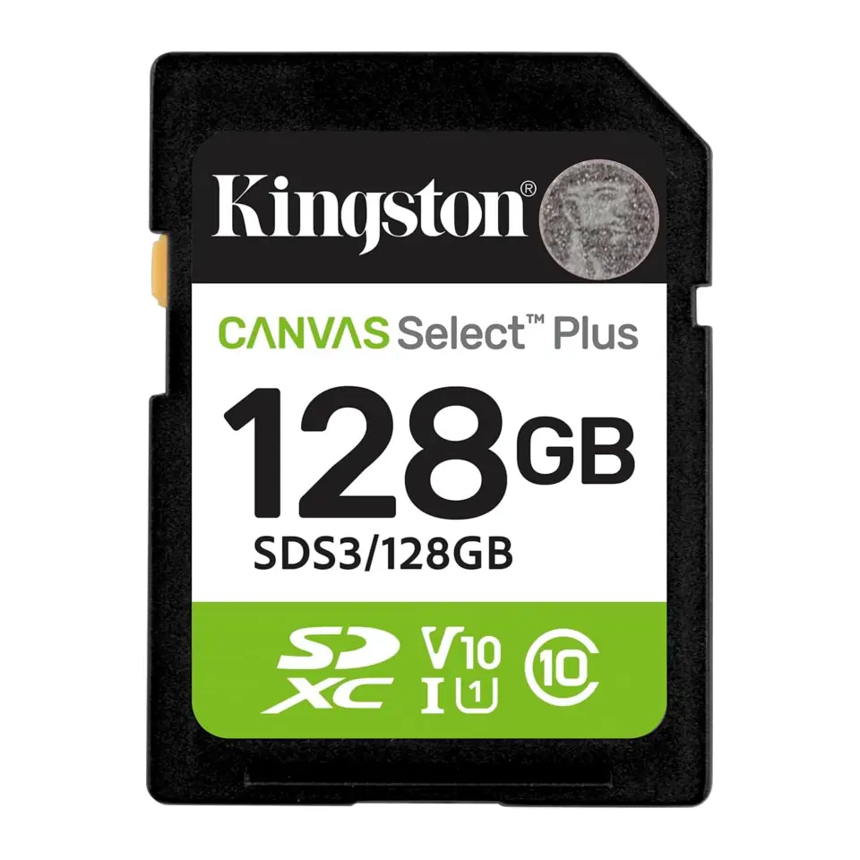 Cartão de Memória Kingston 128GB Canvas Select Plus SD Card SDXC (Classe 10) UHS-I U1/V10, Leitura 150MB/s - SDS3/128GB