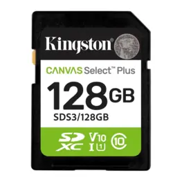 Cartão de Memória Kingston 128GB Canvas Select Plus SD Card SDXC (Classe 10) UHS-I U1/V10, Leitura 150MB/s - SDS3/128GB