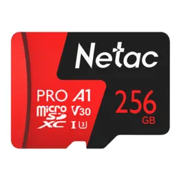 Cartão de Memória Netac 256GB P500 Extreme Pro microSDXC (Classe 10) UHS-I U3/V30/A1, Leitura 100MB/s - NT02P500PRO-256G-S