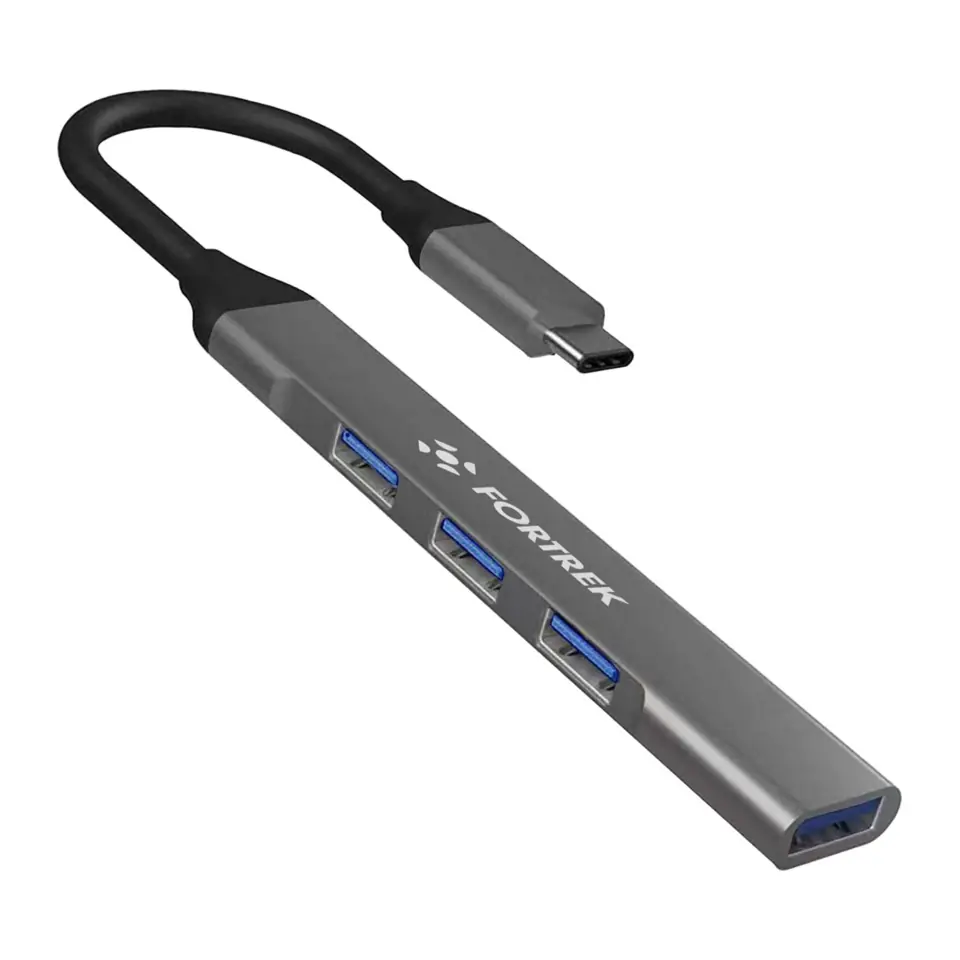 Hub USB-C Fortrek 4 Portas (1 x USB 3.0 + 3 x USB 2.0) Prata - DC41