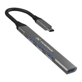 Hub USB-C Fortrek 4 Portas (1 x USB 3.0 + 3 x USB 2.0) Prata - DC41