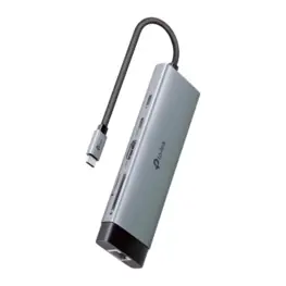 HUB TP-Link USB-C para 9 Portas (HDMI, RJ45, SD, Micro SD, PD 100W, USB-C, USB-A) Barra Cinza