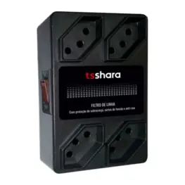 Filtro de Linha TS Shara 4 Tomadas 10A, Protetor Anti-Raio, Varistor, Disjuntor Rearmável, Bivolt, Preto - 598