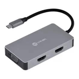 Hub USB-C Vinik 5 em 1 (2x HDMI + 1x VGA + 1x USB 3.0 + PD 60W), Preto - HC-5VGA