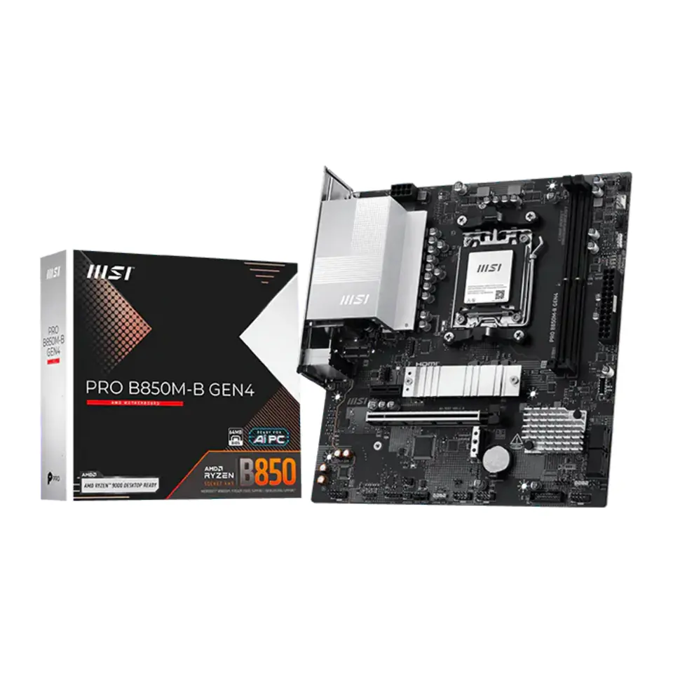 Placa-Mãe MSI PRO B850M-B GEN4 mATX (Socket AM5 / AMD B850 / DDR5 / PCIe 5.0 / 2x M.2 / LAN 2.5G)
