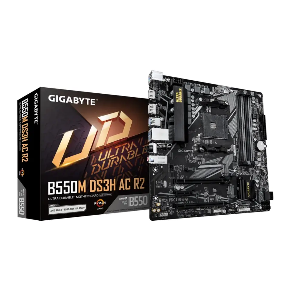 Placa-Mãe Gigabyte B550M DS3H AC R2 (Socket AM4/ AMD B550/ DDR4/ 2x M.2/ Wi-Fi 5/ Bluetooth 5.0/ LAN 1G)