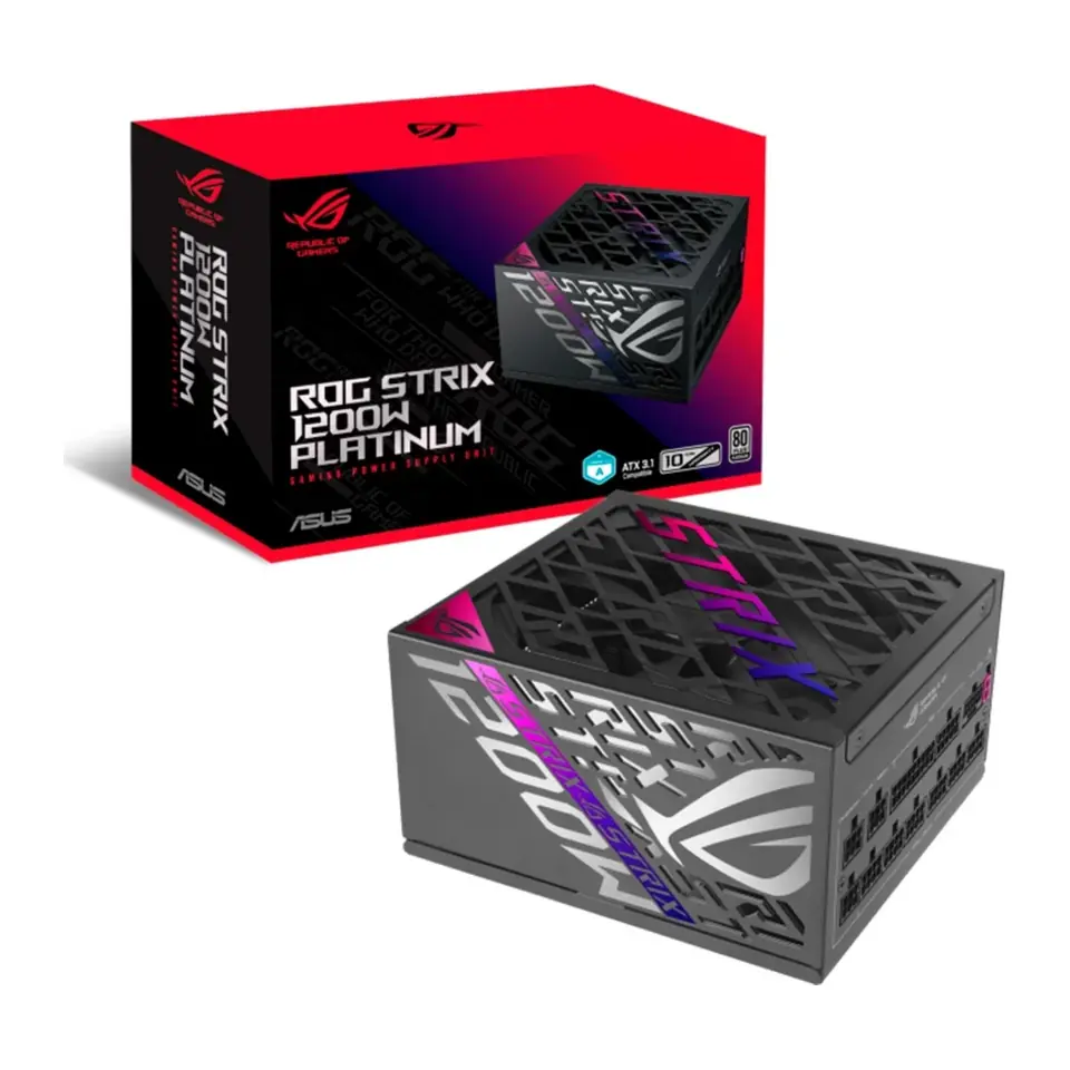 Fonte ASUS ROG Strix 1200W, 80 Plus Platinum, Full Modular, ATX 3.1, GaN MOSFET, PCIe 5.1, 0dB, Preta - 90YE00W0-B0NA00