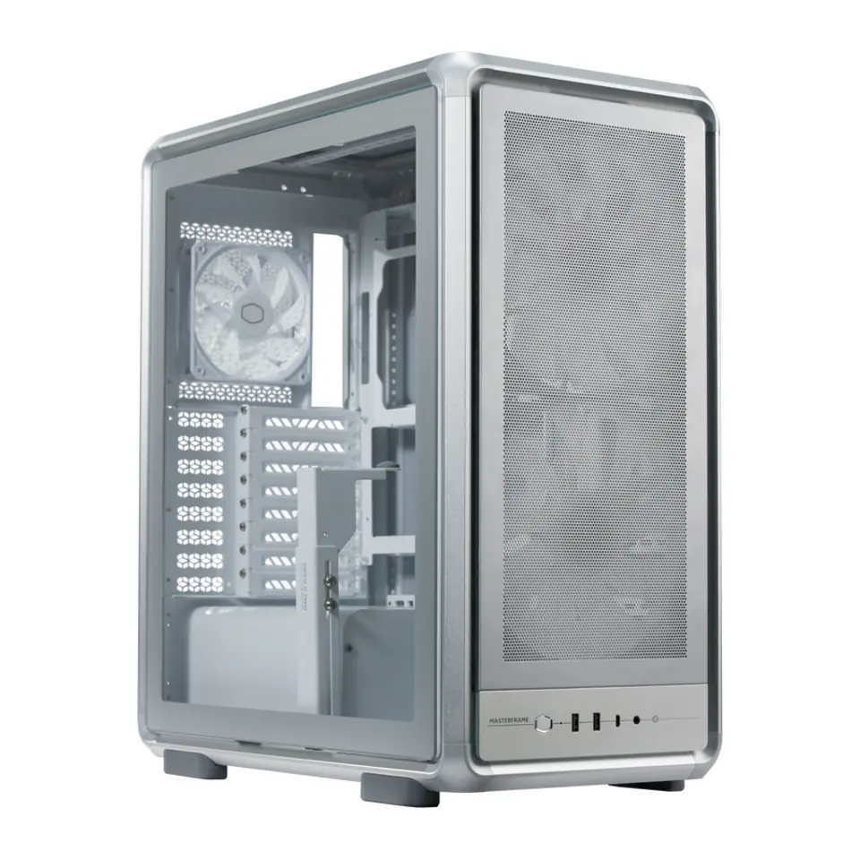 Gabinete Mid Tower Cooler Master MasterFrame 500 Mesh, E-ATX, Open Frame, Vidro Temperado, 3 Fans Inclusos, GPU até 390mm, Prata - MF500M-SHNN-S00