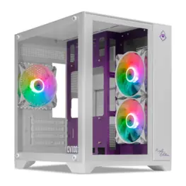 Gabinete Aquário Mancer CV100 Purple Edition, Lateral em Vidro Temperado, 3 Fans, Mid Tower, Branco