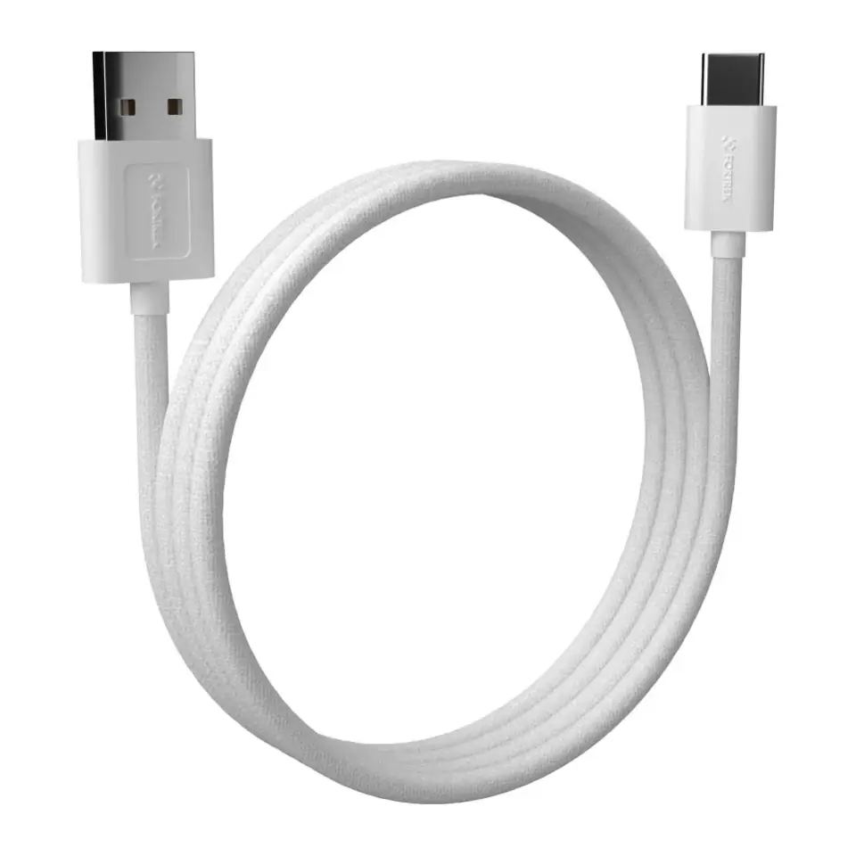 Cabo USB-A para USB-C 2M, 3A, Nylon Trançado, Branco - Fortrek U112