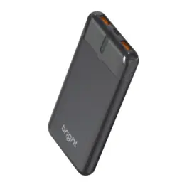 Carregador Portátil Power Bank Bright 10.000mAh 20W, USB-C + 2x USB, LEDs Indicadores, Preto - PW001