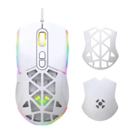 Mouse Gamer Fortrek Striker, 12.800 DPI, RGB, 7 Botões Programáveis, Macro, Cabo Trançado, Branco - 85979
