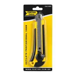 Estilete Profissional 18mm, 1 Lâmina, Trava de Segurança, Amarelo/Preto - Fertak 4202
