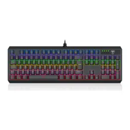 Teclado Mecânico Gamer T-Dagger Axis LED Rainbow Switch Brown Preto - T-TGK329-BR