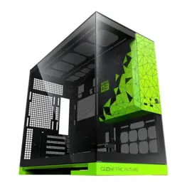 Gabinete Gamer Geometric Future Model 3 NVIDIA Style Edition, Vidro Temperado, Preto e Verde