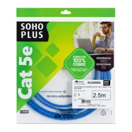 Patch Cord U/UTP Furukawa SohoPlus CAT.5e CMX T568A/B, 2,5 metros Azul - 35104004