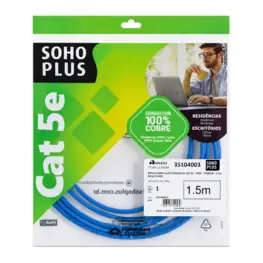 Patch Cord U/UTP Furukawa SohoPlus Cat.5e CMX T568A/B, 1,5 metros Azul - 35104003